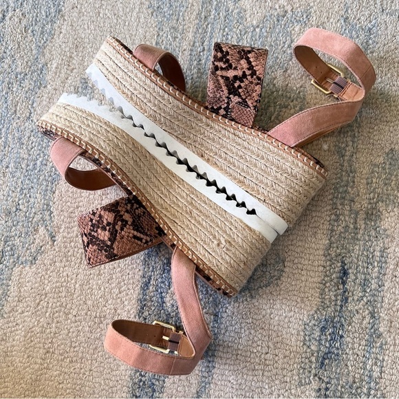 Crown Vintage Raffia espadrille leather ankle strap platform sandals siz… - Picture 6 of 9